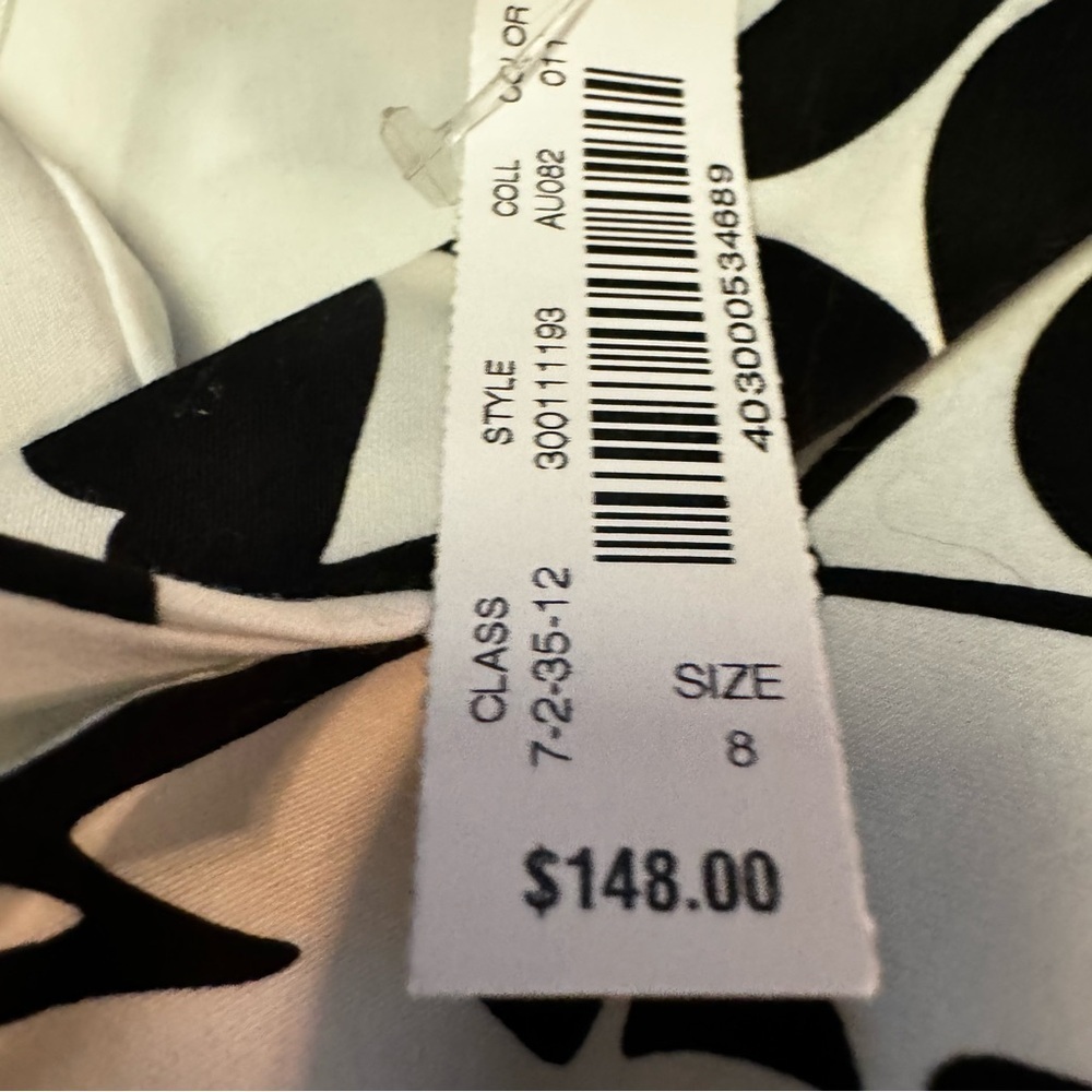 White House Black Market Women's Size 8 Black & White Dress Back Zip Sleeveless - Picture 12 of 15